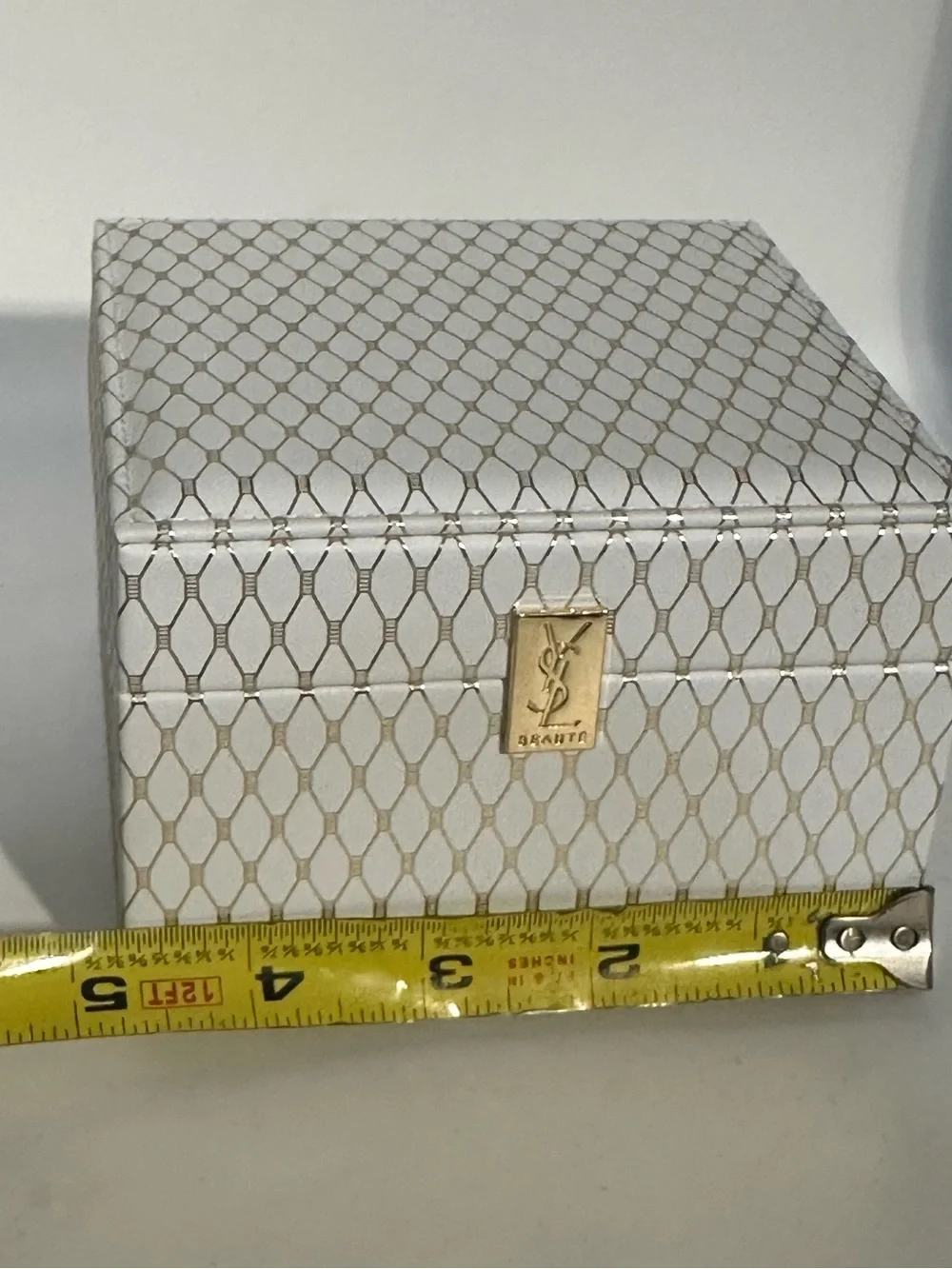 Yves Saint Laurent White and Gold Lattice vanity box